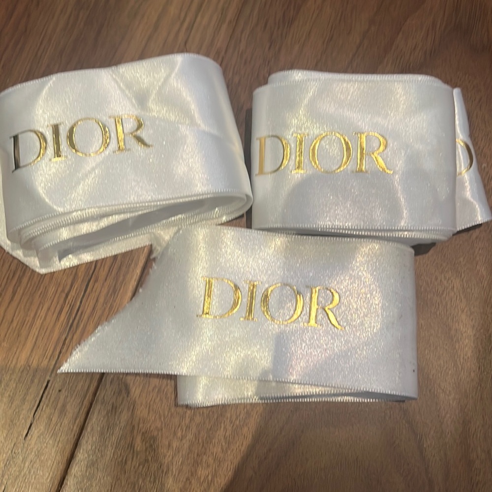 Dior White and Gold Ribbon